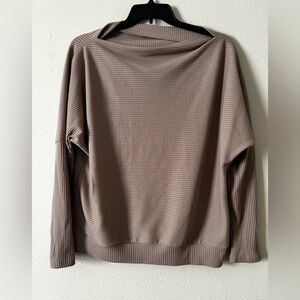 Ribbed Long Sleeve Top in Taupe